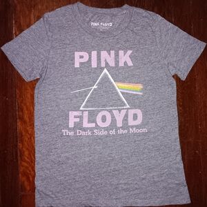 Pink Floyd 'The Dark Side of the Moon' Women's Graphic Band T Shirt Gray XS Top